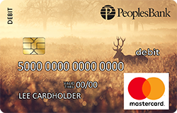 Hunting debit card depicts a deer in the brush