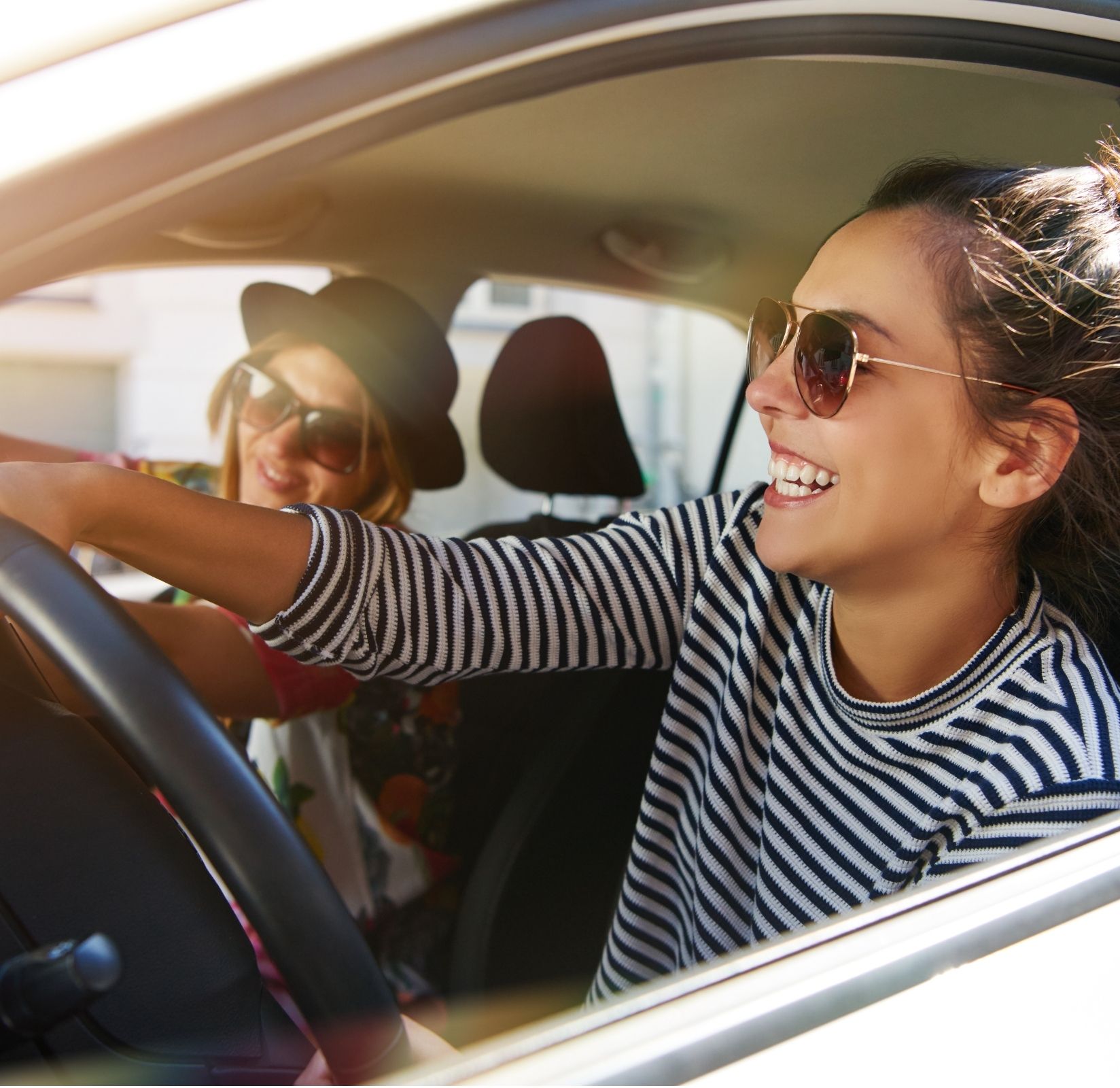 Two females in a car