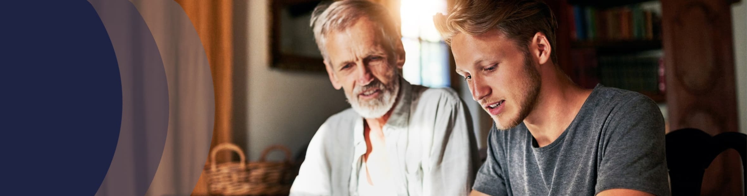 father and son at table