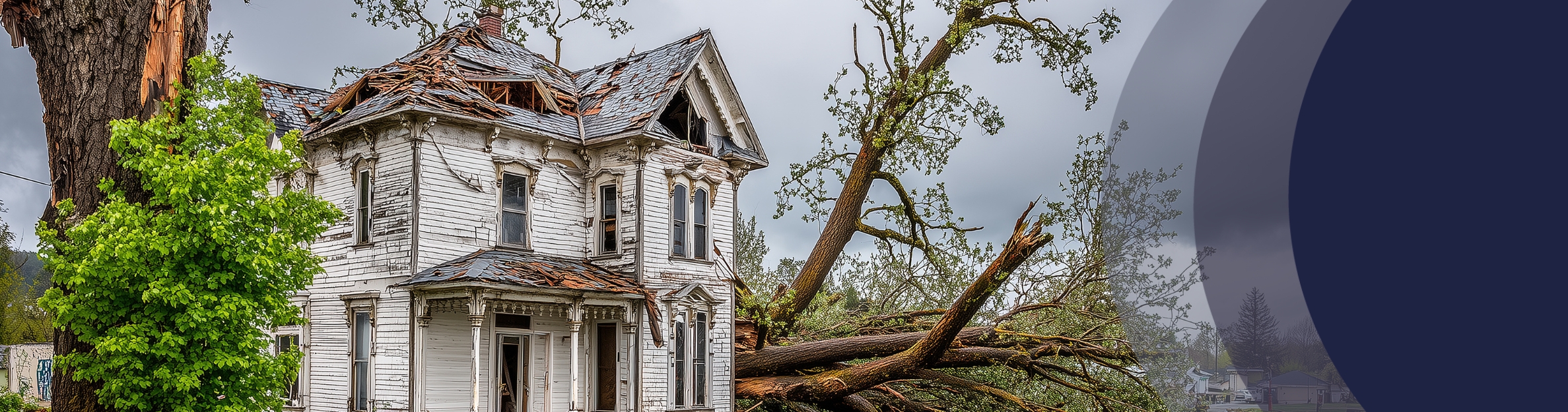home with severe weather damage
