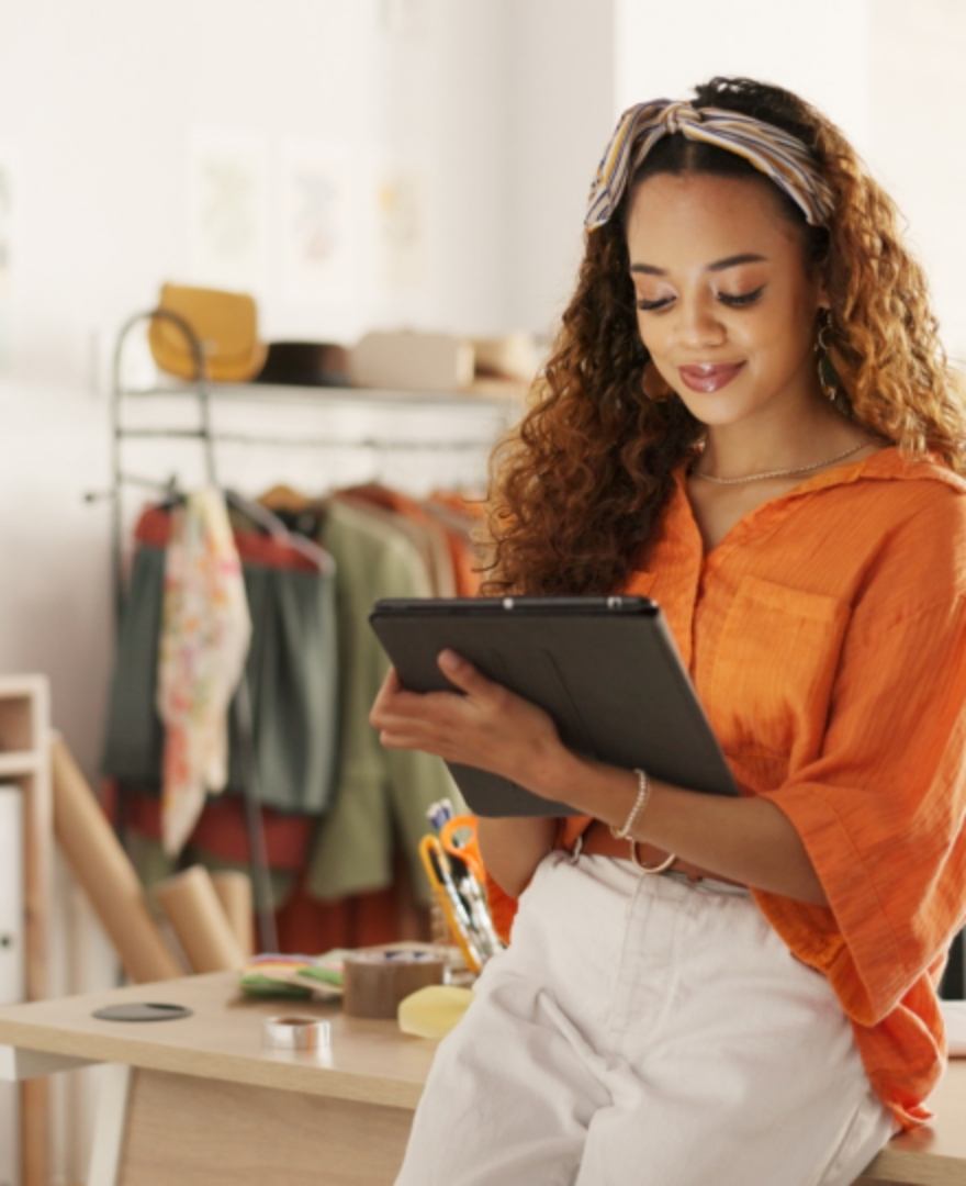 woman using a tablet