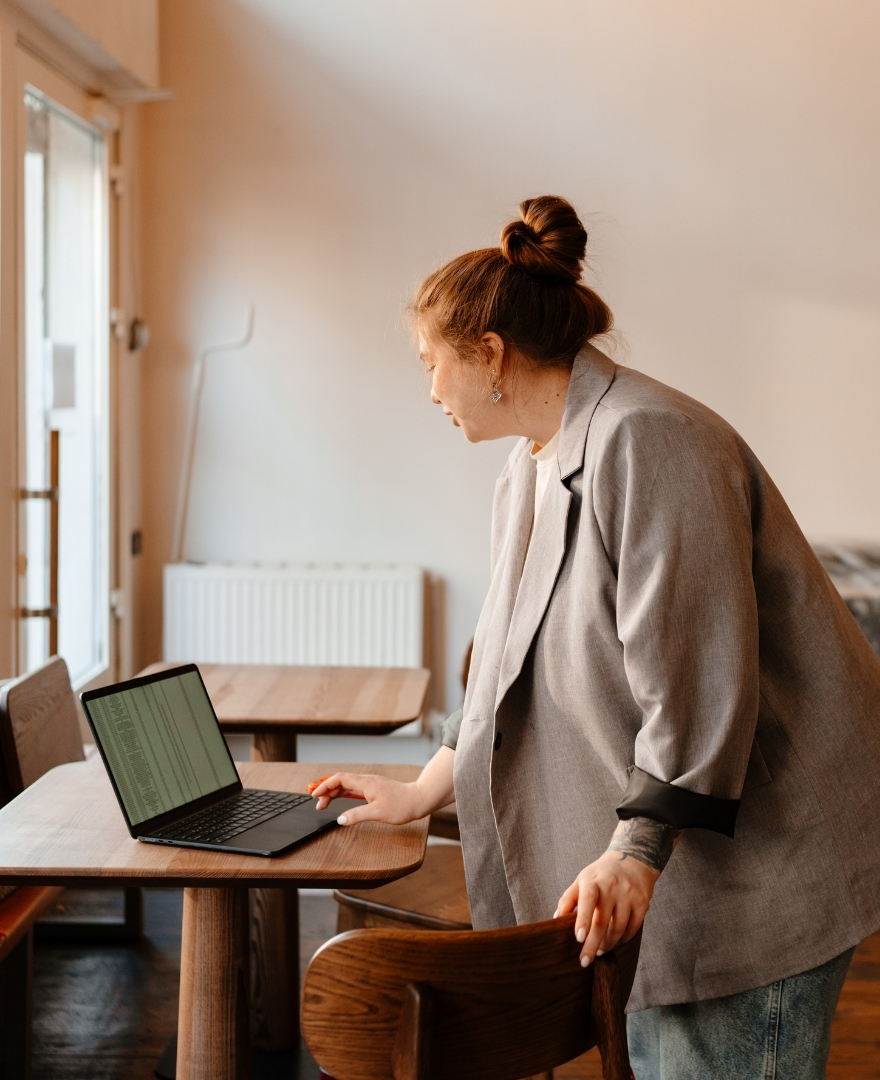female business owner at a computer