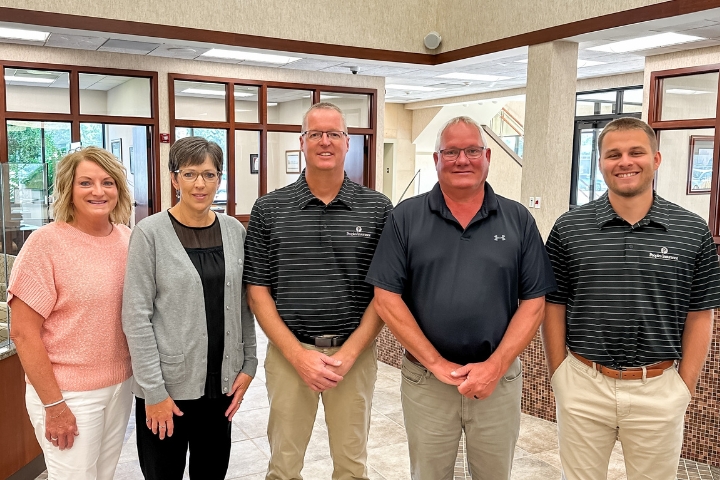 Pictured from left from Peoples Insurance are Judy Schaap, Denise Blankespoor, Scott Mantel, Jeff Koldenhoven, & Dyson Kooima.