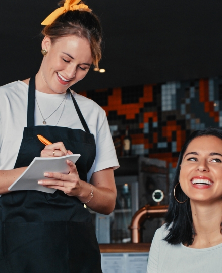 female server taking an order